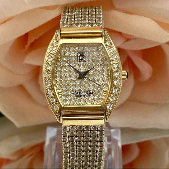 Victoria Weick Beverly Hills Pave Crystal Dial and Bezel Ladies Dress Watch - Picture 1 of 16